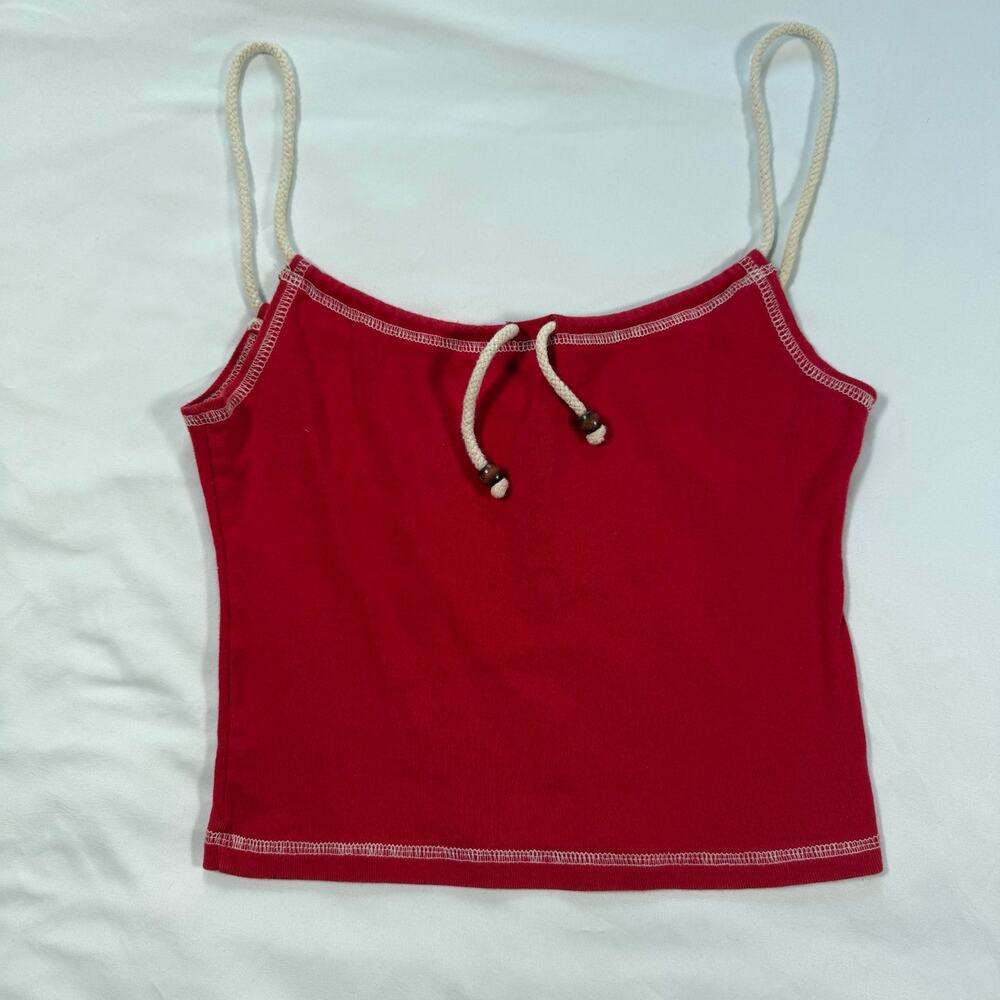 Y2K Vintage red tank top crop top neckline lined with straps JALATE size small